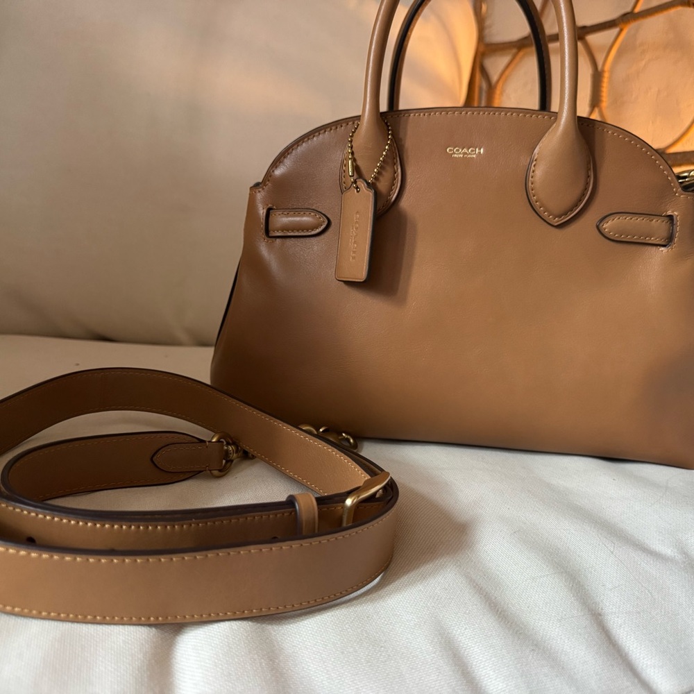Coach Brown Leather Satchel with Detachable Strap